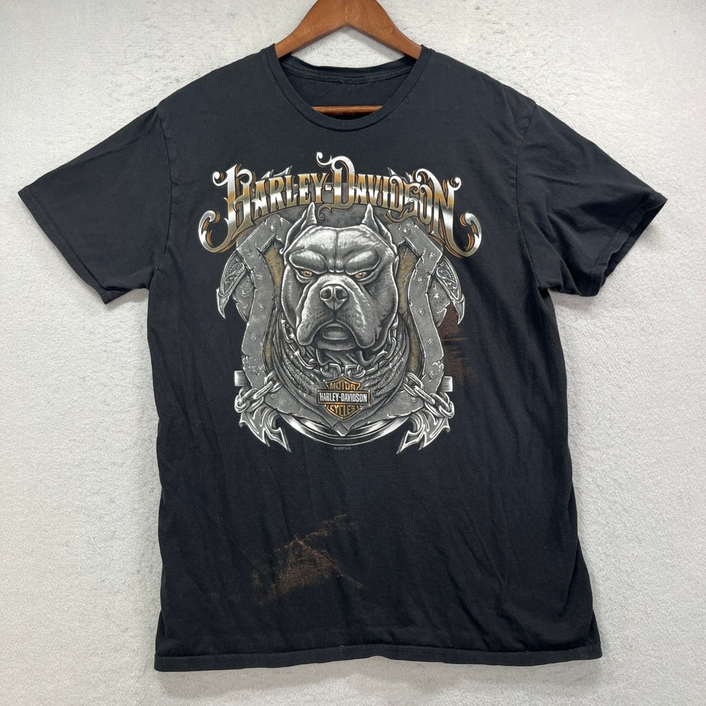 Harley-Davidson T-Shirt Mens S Black Pitbull Low Country Charleston SC Biker Tee